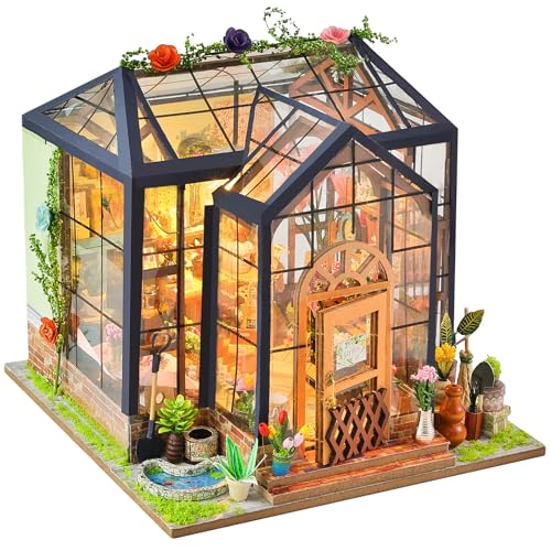 Miniature Dollhouse Kit, Tiny House Kit for Adults to Build, Miniature House Kit Making Kit with Furniture, Wooden Doll House, Gifts on Birthday Christmas - Jenny's Flower House