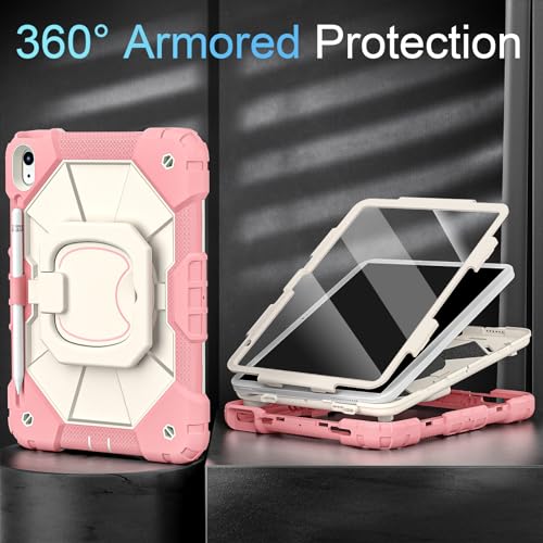 Image of Auizotl Case for iPad (A16) 11th /10th Generation 11'' /10.9'' (2025 /2022),Rotating Stand iPad Case 10th Gen with Screen Protector,Heavy Duty Shockproof Cover for 10th Generation 10.9 Inch,Rosegold