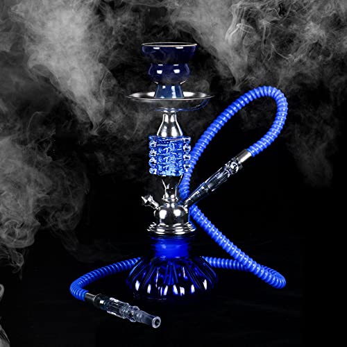 The7boX Hookah Set 1 Schlauch mit 50 Stück Shisha Blechfolie, hoch 29,0 cm klein tragbar blau Rauchglas Shisha – Bild 3