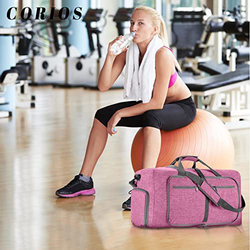 Travel Duffle Bag for Men/Women 85L Foldable Sport Duffel Bag Gym Tote Bag with Shoes Compartment Large Overnight Bag Weekend Shoulder Bag Carry On Luggage Hospital Bag Light Purple A2