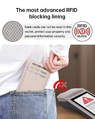 Image of Teskyer Slim Minimalist Wallet for Men, RFID Front Pocket Card Holder | Ultra Slim Front Pocket Design, 8 Card Slots, RFID Protection, Smooth Faux Leather for Everyday Carry