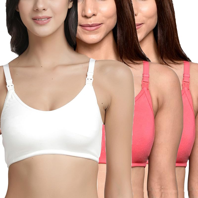 Image of Inner Sense Organic Cotton Bamboo Nursing Bra for Women I Non Padded Feeding Bra with Keyhole Back Design I Wire Free Maternity Innerwear with Full Coverage