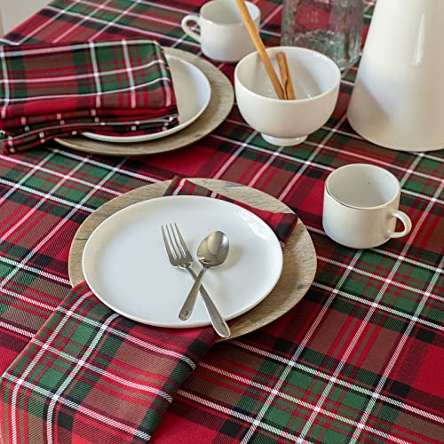 Benson Mills Holiday Plaid Yarn Dyed Fabric Table Cloth, Holiday, Winter, and Christmas Tablecloth (52" X 70" Rectangular, Red) – Image 7