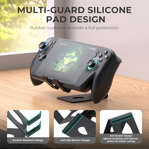 EJGAME Desktop Stand Compatible with ROG XBox Ally/Ally X/Playstation Portal/Steam Deck/ROG Ally/X/Switch 2,Desktop Handheld Game Console Holder with Anti-Slip Silicone Pad (Black) - Image 2
