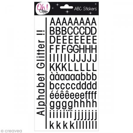 DRAEGER PARIS 1886 Oh. Glitter Stickers Alfabeto, Papel, Negro, 14,5 x 29,5 x 0,2 cm