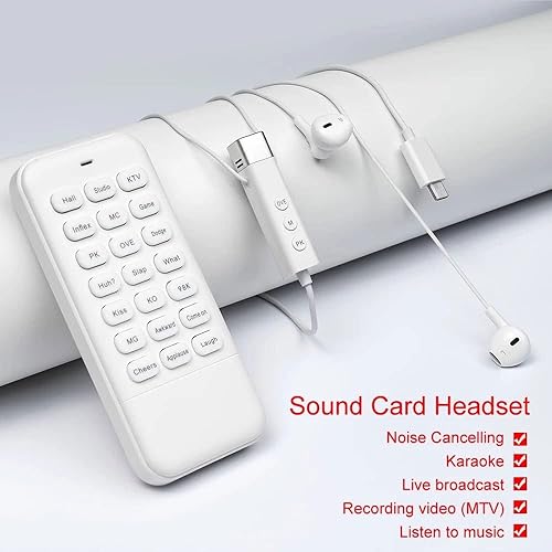 Miniatura 7 de KAOROU - Auriculares con micrófono para teléfono, para canto y transmisión, cambiador de voz con mezclador de sonido, tarjeta de sonido, auriculares