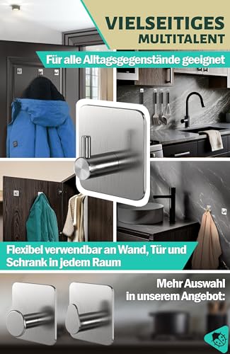 Menz Handtuchhalter ohne Bohren aus Edelstahl, 6 Stück, Silber – Ansicht 6