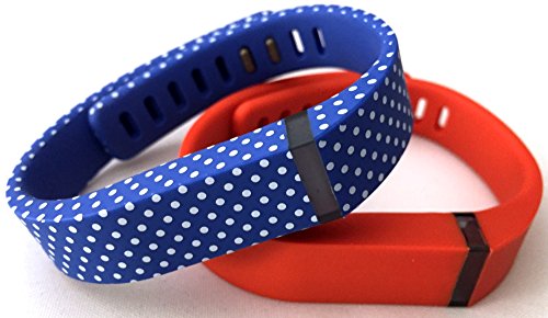 Large 1 Blue with White Dots Spots 1 Tangerine Band for Fitbit FLEX Only With Clasps Replacement /No tracker/
