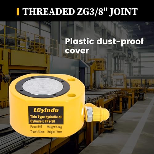 Image of 50T Low Profile Stroke Hydraulic Ram Cylinder Jack 0.71 inch Stroke FPY-50 Single-Action Lifting Cylinder Jack Mini Protable Porta Power Ram for Machinery and Industry