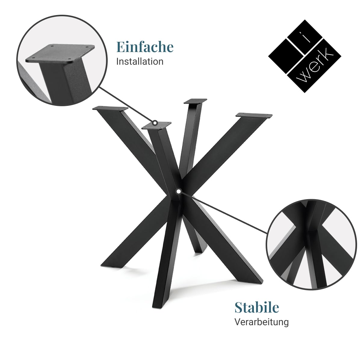 Tischbeine in Spider-Form Schwarz | Gefertigt aus hochwertigem Stahl | Geeignet zur Anbringung an Tischplatten | Stabil & Langlebig | Schwarze Beine für deinen Tisch (Spider 76)