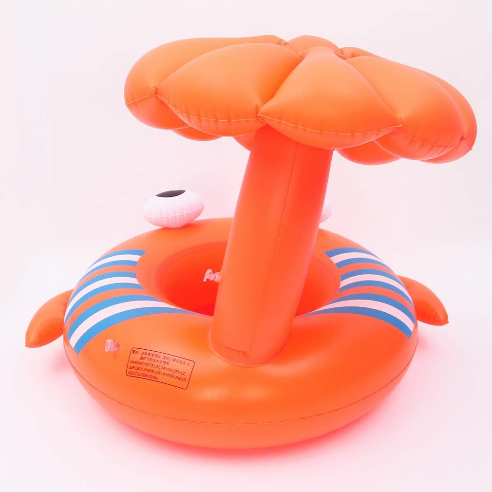 La Vogue Unisex Baby Cartoon Swimming Pool Float with Canopy Inflatable Flounder Pool Seat Float Swim Rings for Age of 1-4 Years : Toys & Games