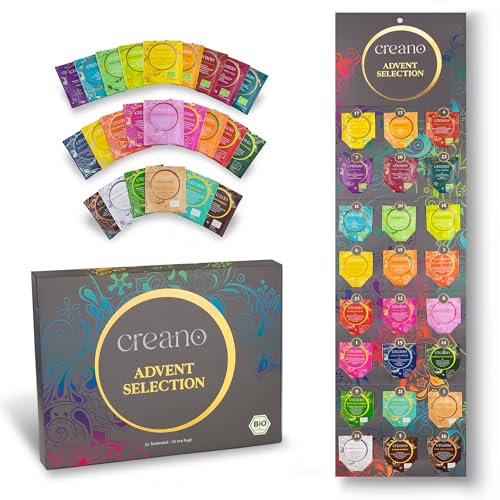 Image of Creano Organic Tea Advent Calendar - Tea Gift Set Sampler - 24 Tea Bags in 24 delicious varieties - consisting of herbal, fruit, spiced and authentic tea blends*