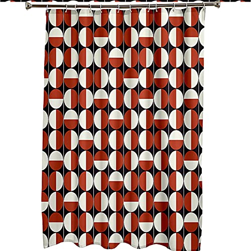 Rideau de douche KnSam polyester motif rond rouge blanc - 7