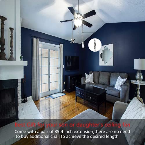 Iceyyyy Silver Ceiling Fan Zipper Set Includes Additional 39.4" Copper Bead Ball Fan Zipper Extension And Ceiling Fan Chain Connector #TOP3