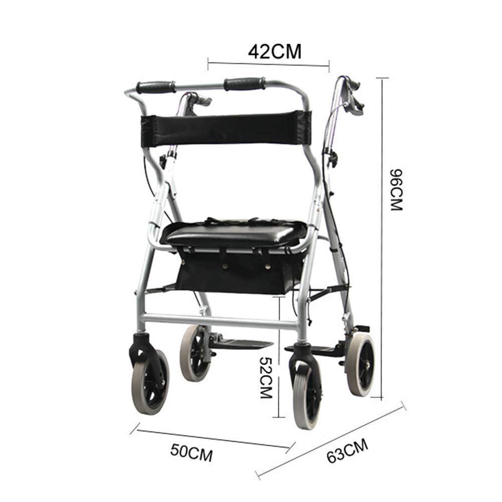 Telaio da Passeggio Leggero in Alluminio Pieghevole Walker Drive Carrello a 4 Ruote con Supporto per la Mobilità del Sollevatore per Le Gambe del Sedile