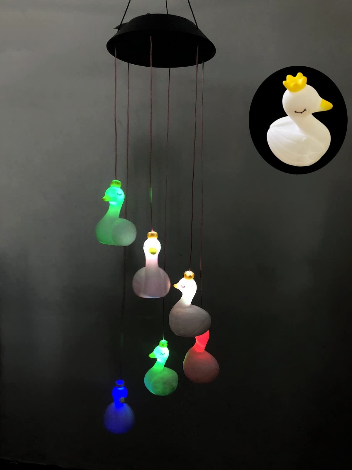 Solar Swan Wind Chime,Changing Color LED White Swan String Light for Women Mother Wife Girlfriend Kids Birthday Valentine Gifts Patio Lawn Decor (Swan)