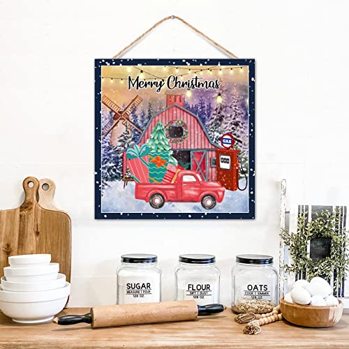 Placa de madera envejecida CustonCares decorativa con diseño de gasolinera roja 5