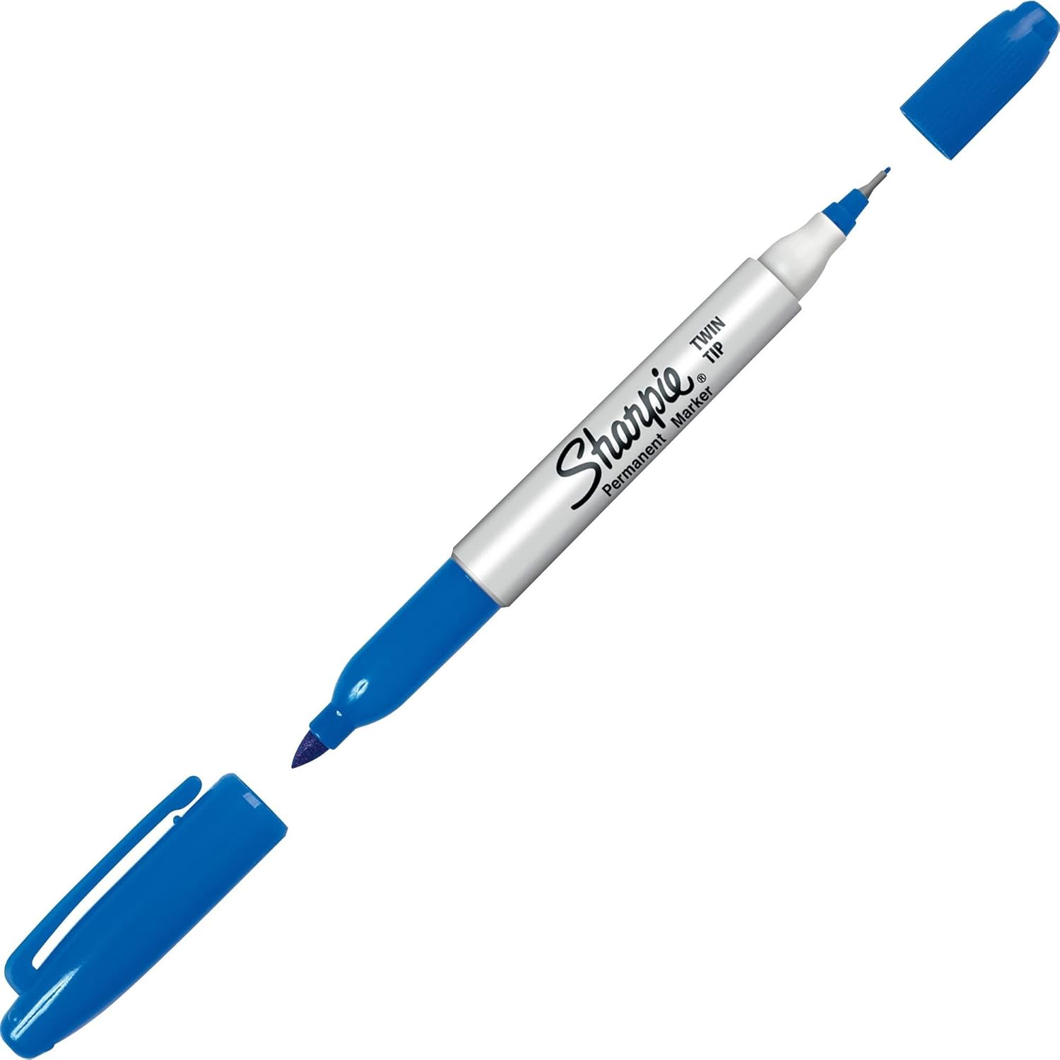 Twin-Tip Permanent Marker, Fine/Ultra Fine Point, Blue, Dozen