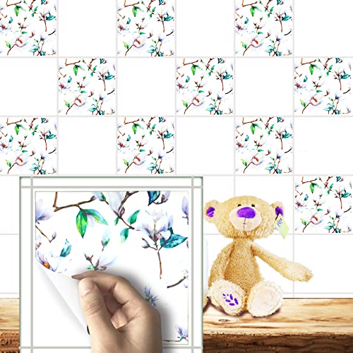 LMYSXAOZ Adhesivos para Azulejos en Colores Lila, Blanco y Verde Esmeralda. Adhesivos de PVC para Paredes, Suelos y Paredes, Resistentes al Agua, Ideales para baño y Cocina. 25x25cm/20 unid