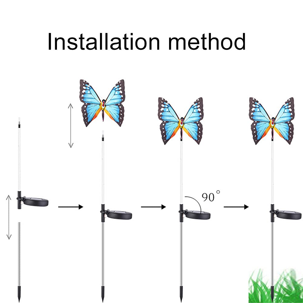 Set Di Quattro Luci Solari Da Giardino Con Farfalle In Fibra Ottica Che Cambiano Colore E Picchetti Di Luce A Led Impermeabili Per La Decorazione Di Patio E Giardino 84728839