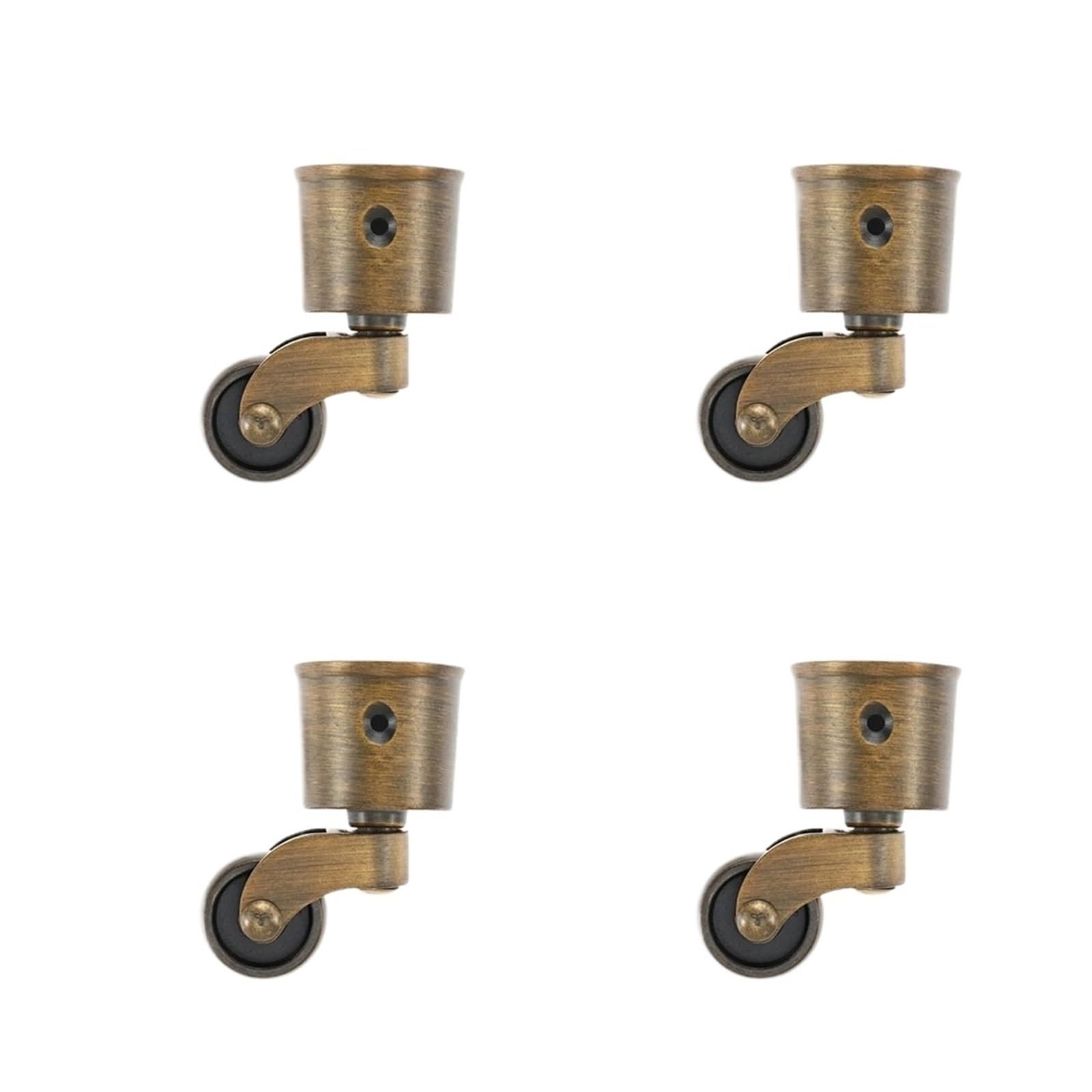 4 Stück Retro-Möbelrollen, antikmessingfarbene Schwenkräder aus Zinklegierung, geräuscharm, matt gebürstete Oberfläche im Vintage-Stil, 27 mm Durchmesser