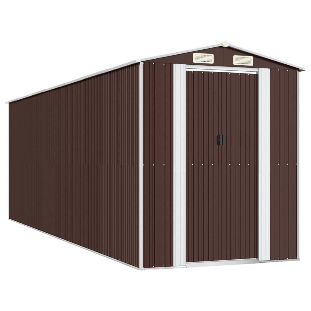 Générique Abri de Jardin Marron foncé 192x606x223 cm Acier galvanisé,Maison & Jardin,Pelouses & Jardins,Vie en extérieur,Structures extérieures,Cabanes & abris de Jardin,3147465