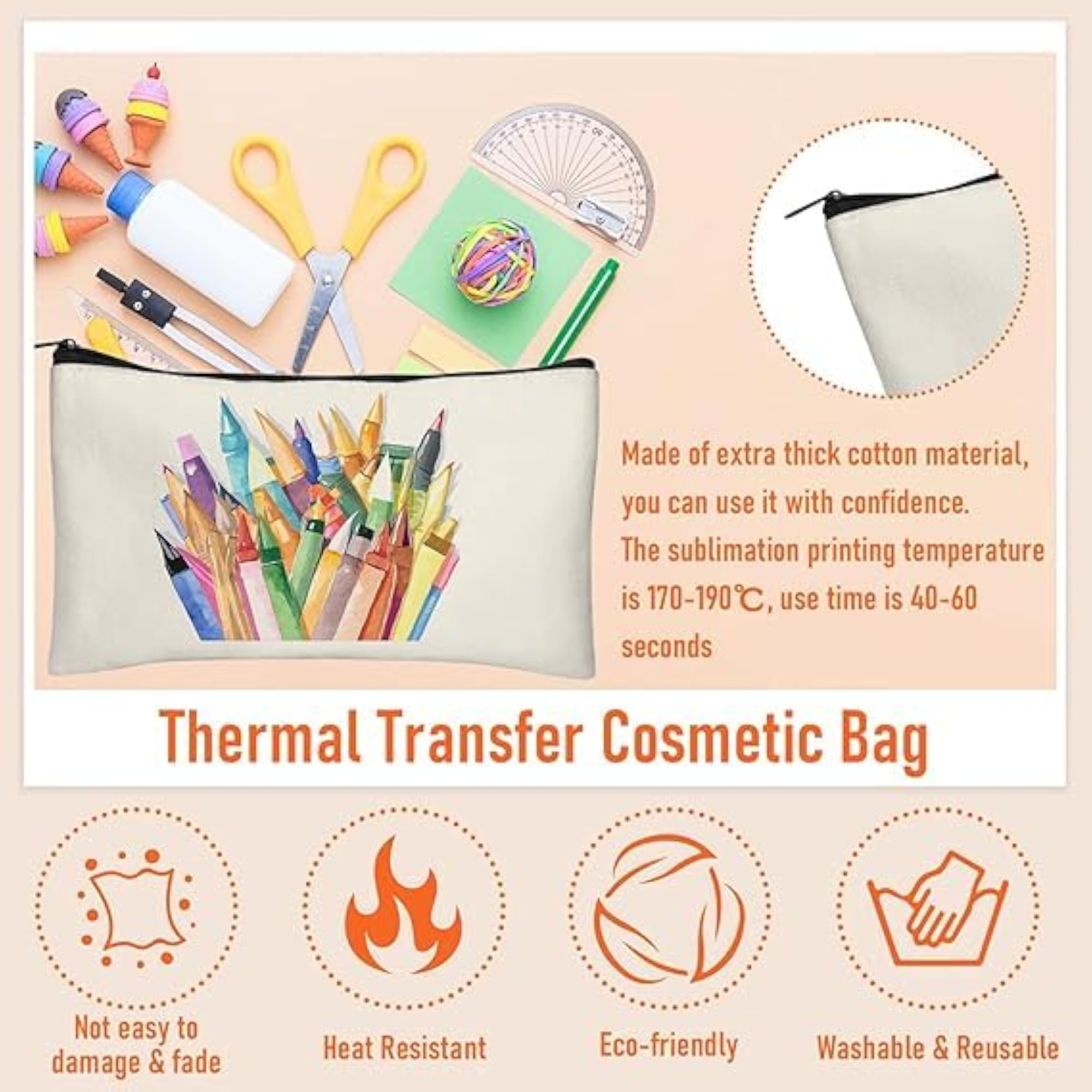 Canvas Zipper Pouch, Multi-Purpose DIY Craft Bag