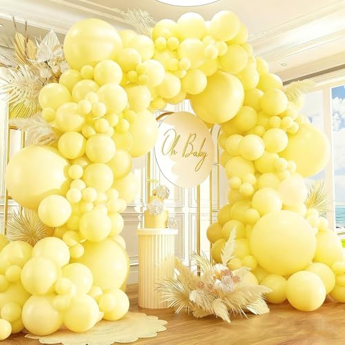 Image of 412pcs Pastel Yellow Balloon Garland Arch Kit 18 12 10 5 Inch Different Sizes Light Yellow Latex Balloons for Baby Shower Birthday Anniversary Wedding Gender Reveal Sunflower Party Decoration