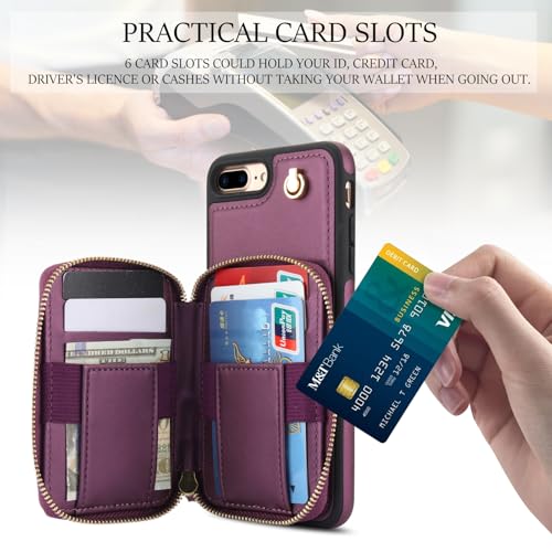Étui portefeuille iPhone 7 Plus protection verre trempé et blocage RFID - 5