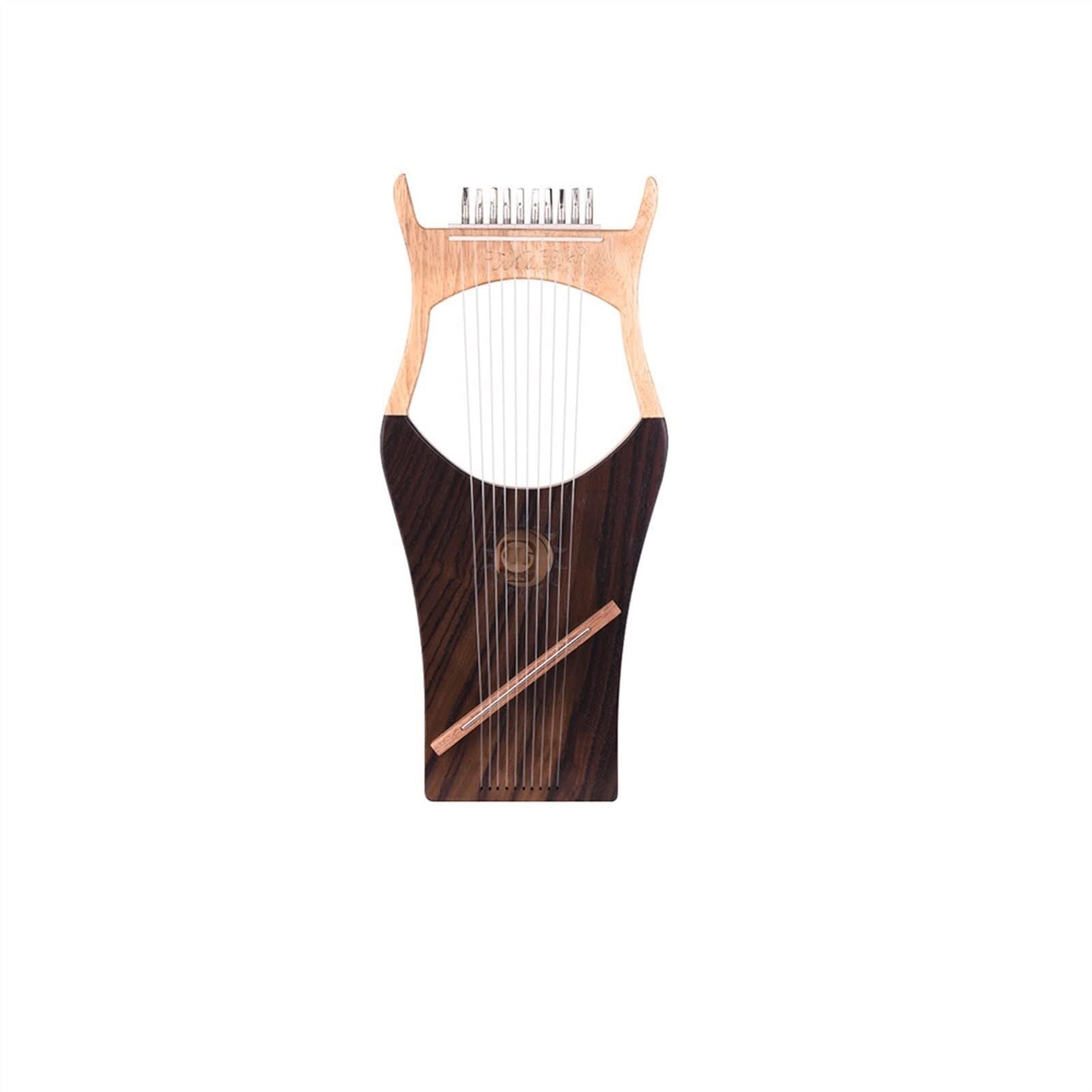 10-String Lyre Harp, Spruce Top & Beech Wooden Harp With Bag, Tuning Wrench, Extra Strings, 43cm