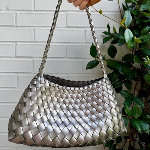 Bolso Tote Tejido Grande para Mujer con Acabado Brillante miniatura 3