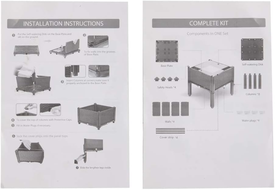 Garden Planting Box, Flower and Grass Planting Box, Courtyard Planting Box, Outdoor Flower and Grass Box 4Pcs Free Splicing Injection Planting Box Brown