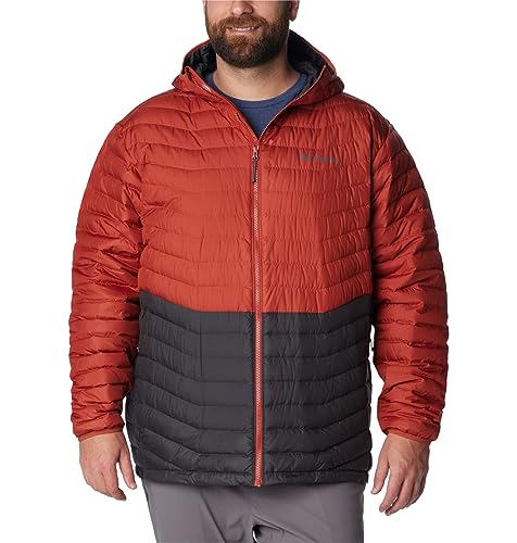 Image of Columbia Men's Westridge Down Hooded Jacket, Shark /Warp Red, 6X Big