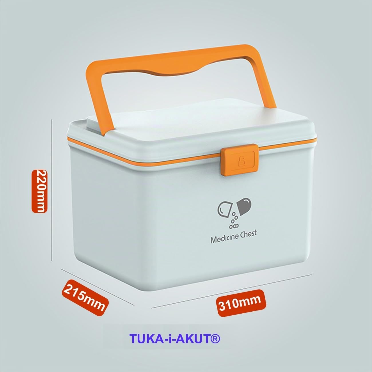 TUKA-i-AKUT 2X 14,6L Caja de Medicamentos 2 Capas, Portátil Botiquín Medicinal, Asa de Transporte, Organizador de Primeros Auxilios, Caja de Botiquines Caseros, Hogar al Aire Libre TKD6402-XL Azul
