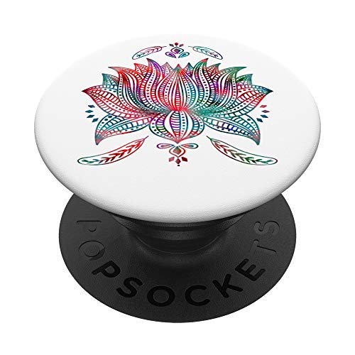 Purple, Red And Green Lotus Blossom With Feather Decorations Popsockets Grip And Stand For Phones And Tablets #TOP26