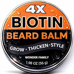 Biotin Beard Balm for Men Care – Moustache & Beard Hair Growth, Shaper, Straightener, Filler & Softener Wax Butter Treatment, – For Growth, Grooming, Shaping – 2 Oz