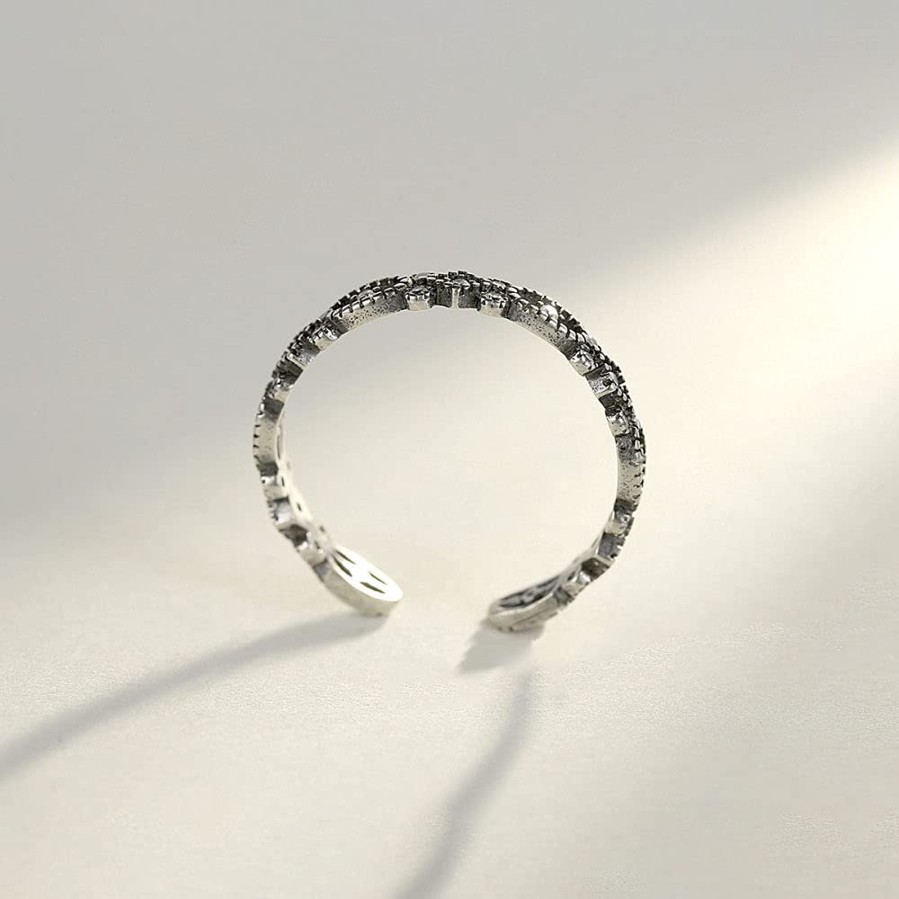 Anello aperto regolabile da donna - Palazzo intarsiato con anello da dito in zircone 3A, anello congiunto impilabile di tendenza, regali di compleanno economici unici per donne e