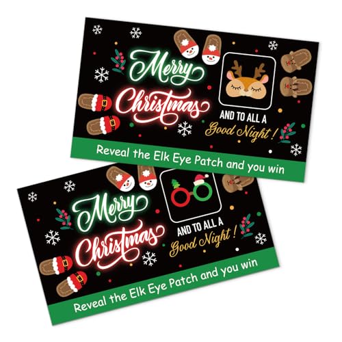 SRWNFOS 50Pcs Merry Christmas Funny Scratch Card Christmas Party Scratch Off Game for Elk Lovers Xmas Birthday Party Supplies Xmas Raffle Tickets Lottery Game for Family Friends Gathering
