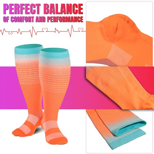 Image of bropite 3 /4 Pairs Plus Size Compression Socks for Women & Men 20-30 mmhg-Extra Wide Calf Support Socks for Medical,Running