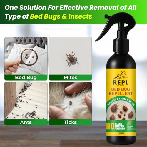 Image of Repl Bed Bug Repellent (250 X 2) ml for Home | Made of Natural Essential Oils for Long-Lasting Protection | Khatmal Spray for Mattress | Not Bed Bug Killer Insect Repellent | Pack of 2
