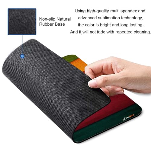 Image of Mouse Pad Rainbow Wood Textured, Premium-Textured Custom Mouse Mat Design, Washable Mousepad Lycra Cloth, Non-Slip Rubber Base Computer Mouse Pads for Wireless Mouse
