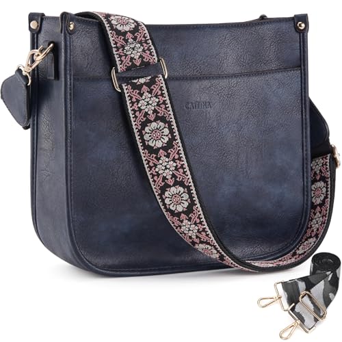 Image of Crossbody Bag Women Vegan Leather Hobo Handbag Trendy Crossbody Shoulder Bag Purses For Women with 2 Adjustable Strap