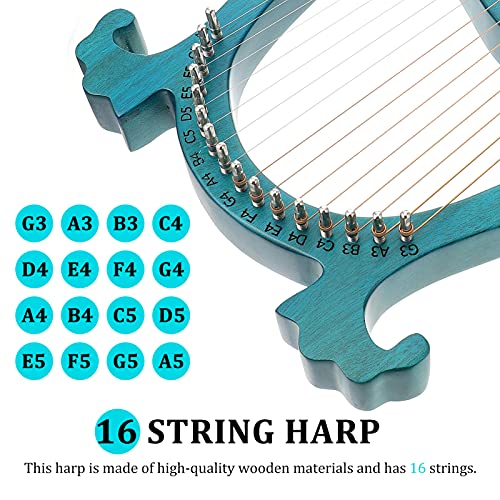 Generic Lyre en bois avec 16 cordes en métal et clé d’accordage, médiators et cordes de rechange, instrument à cordes portable, cadeau de Noël pour débutants et enfants - Les Beatles, Paul McCartney, John Lennon, RIngo Starr, George Harrison Generic Lyre en bois avec 16 cordes en métal et clé d'accordage, médiators et cordes de rechange, instrument à cordes portable, cadeau de Noël pour débutants et enfants – Image 4
