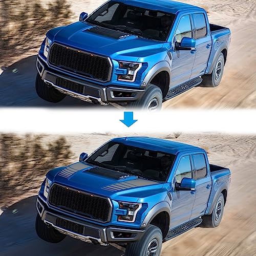 Image of ramuel Compatible with 2PCS Car Hood Cover Vinyl Stripe Stickers Racing Stripes Auto Bonnet Hoods Bumper Decoration Decals Graphics Accessories for Pickup Truck Universal (Grey)