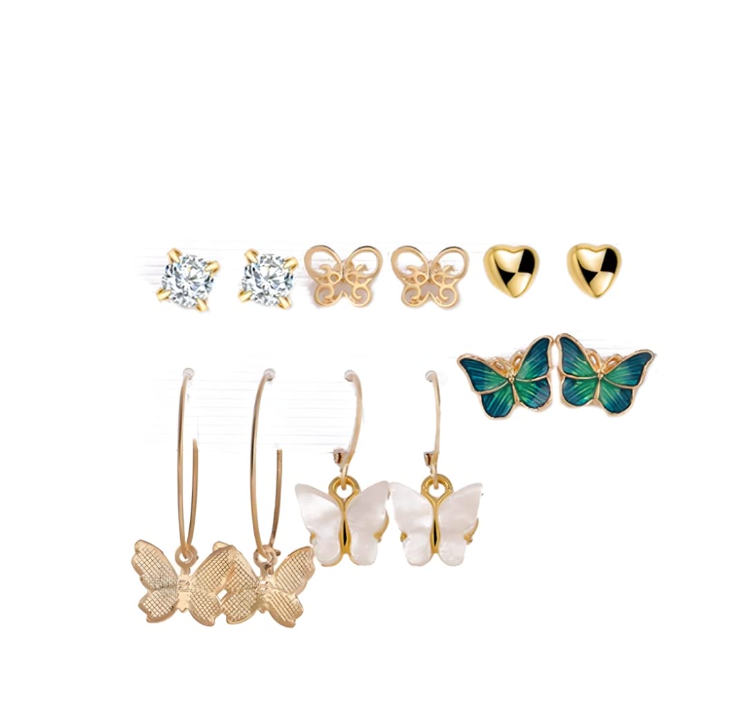 ANNACREATIONS ANNA CREATIONS 6pcs Stylish AD & metal butterfly Stud Earrings Jewellery For Women (B09WK39DZD) Amazon Price History, Amazon Price Tracker