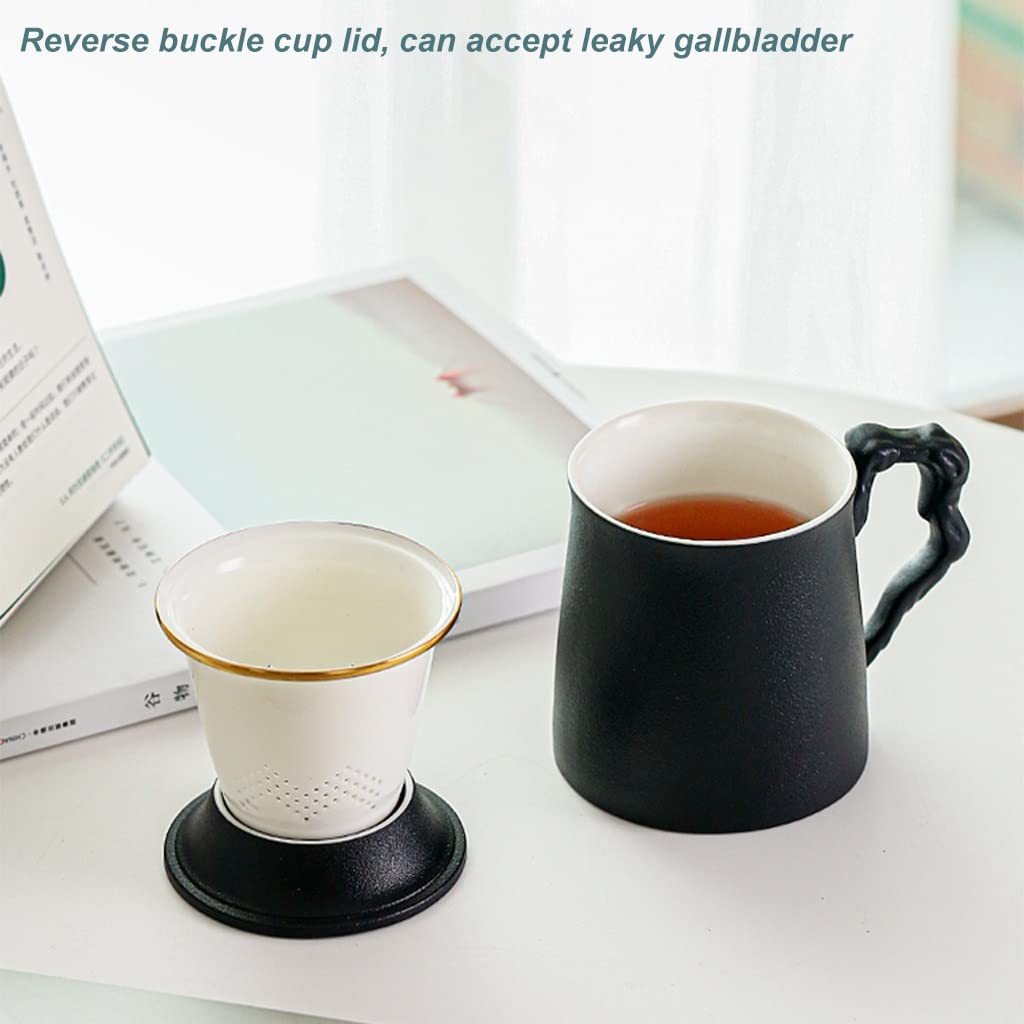 MTFBQ Tasses à Thé en Céramique Réutilisables avec Cafetière Et Couvercle, Tasses à Thé avec Poignées Intéressantes, Tasses à Thé 3 Pièces, Tasses à Thé De Bureau, Cadeaux pour Les Amateurs De Thé