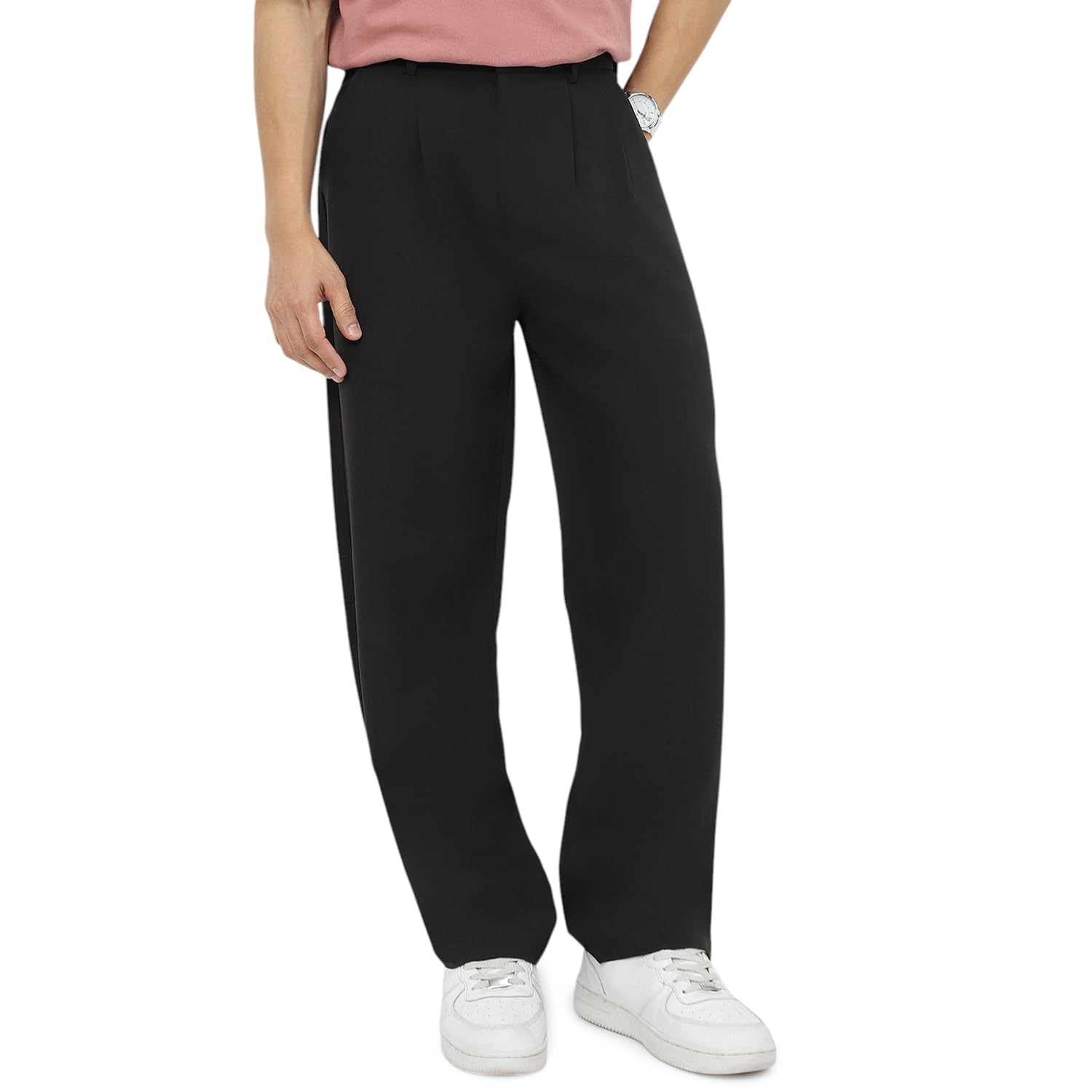 Men's Loose Baggy Fit Solid Korean Pants Stretchable