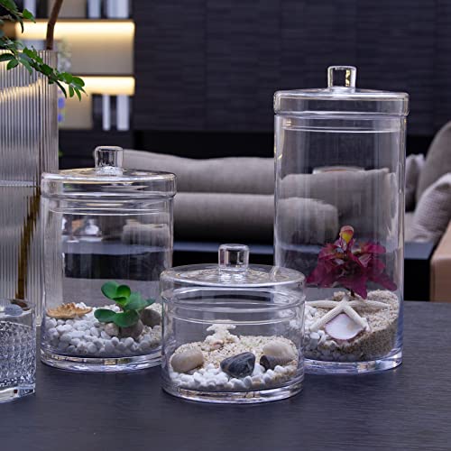 Diamond Star Round Glass Apothecary Jar With Lid Decorative Candy Buffet Jars Elegant Clear Bathroom Canisters Vanity Organizers For Candy, Beads, Cookies, Cotton, Cereal (D:6.3" H:6.3") #TOP5