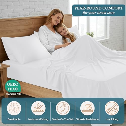 Casa Platino Queen Size Sheet Set, Brushed Microfiber Bedding with 15” Deep Pockets, Pre-Washed for Soft Touch, Cozy and Airy Feel, Lightweight Queen Bed Sheet Set for Year-Round Use – White - image 5