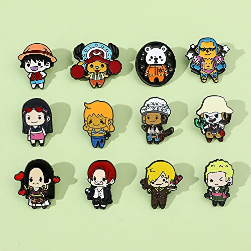 Anime Enamel Pins Set - Kawaii Onepiece Cute Brooches Lapel Pins, Metal Badges Pins Decoration For Backpack Hat Coat, 12Pcs/Set Small Size #TOP3
